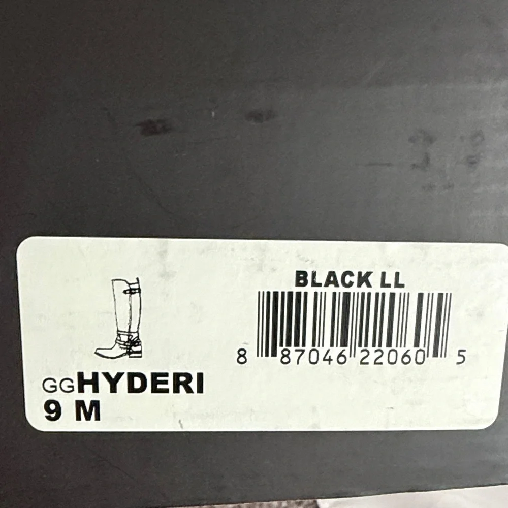 G by Guess Hyderi Black Knee High Riding Boots Buckle Harness Size 9